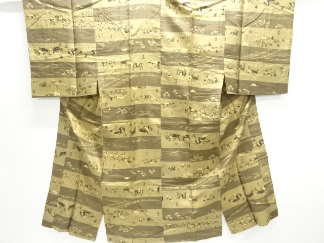 JAPANESE KIMONO / ANTIQUE MENS JUBAN / SILK / STRIPE & PEOPLE IN THE PAST